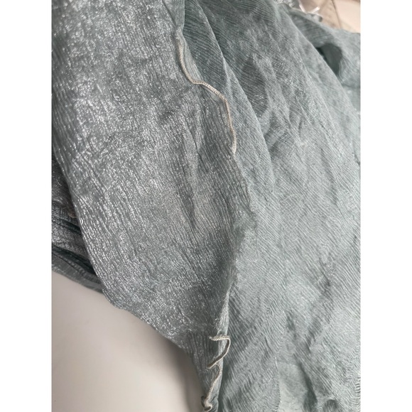 MARIA LUCIA HOHAN Jolie Strapless Lace Ruched Draped Silk Blue Maxi Dress Sz 2 - Picture 8 of 14